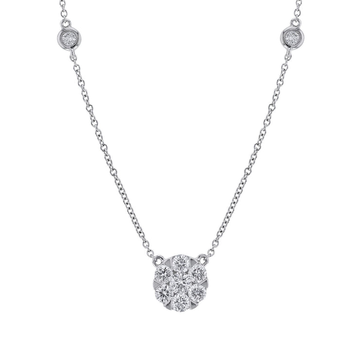 Multi Diamond Round Pendant Necklace, 0.73ct.