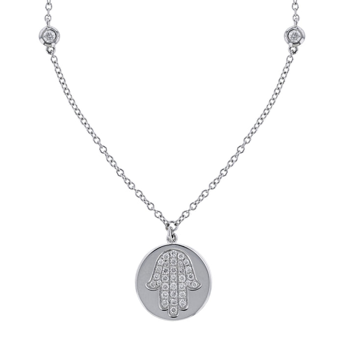 Hamsa Diamond Cutout Pendant Necklace