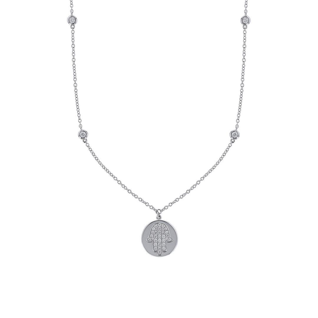 Hamsa Diamond Cutout Pendant Necklace