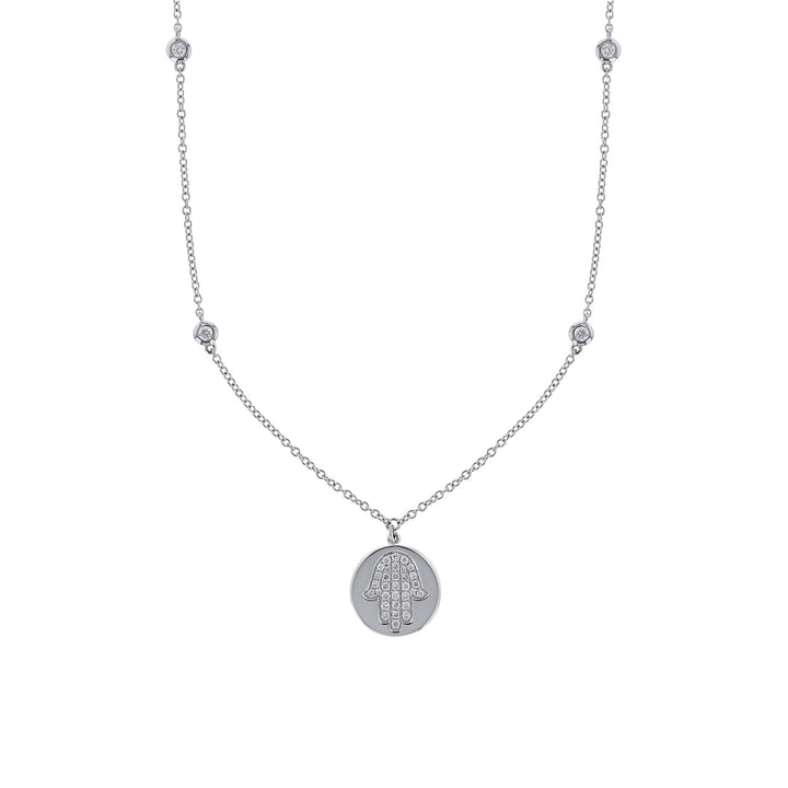 Hamsa Diamond Cutout Pendant Necklace