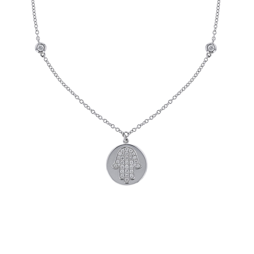 Hamsa Diamond Cutout Pendant Necklace