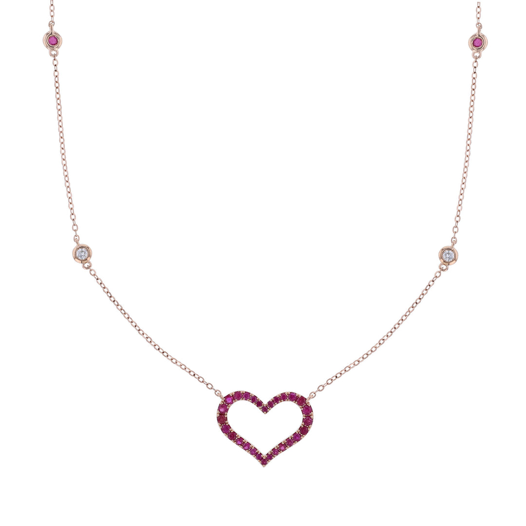 Ruby Open Heart Pendant Necklace