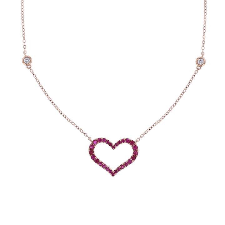 Ruby Open Heart Pendant Necklace