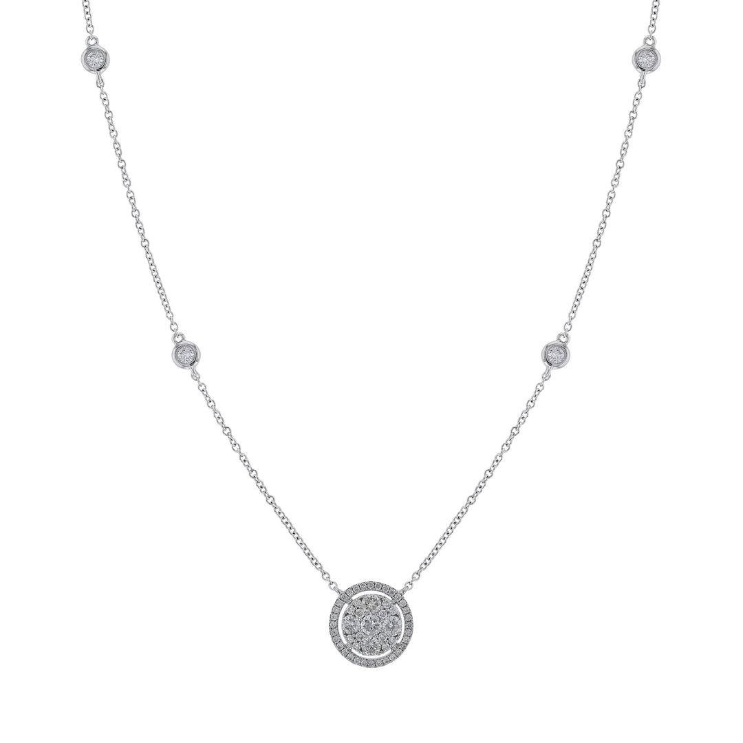 Diamond Floating Halo Round Shape Necklace