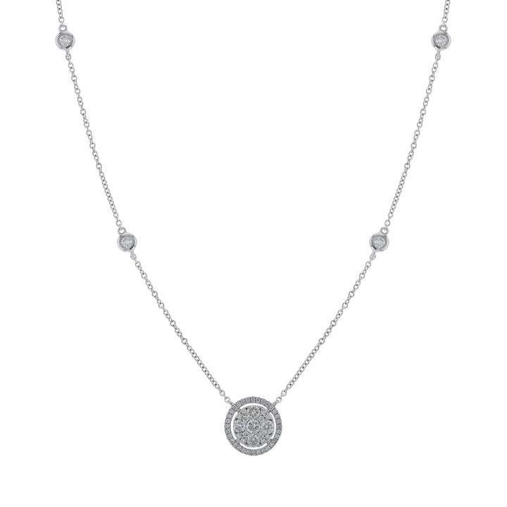 Diamond Floating Halo Round Shape Necklace