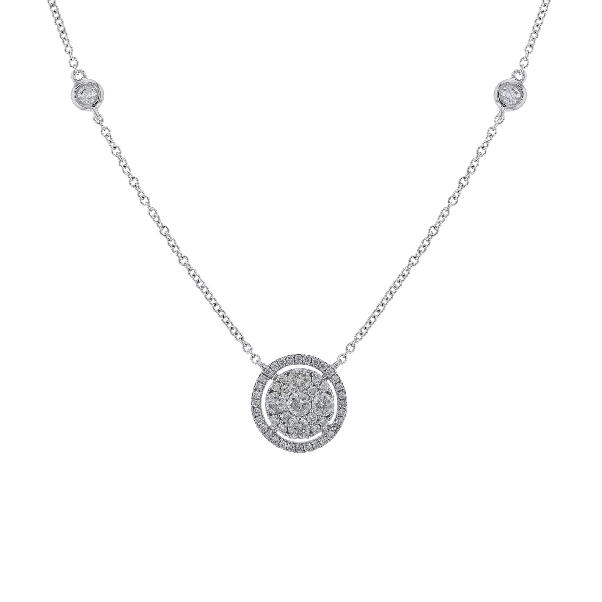 STAR JEWELRY FLOATING HALO ネックレスDiamond Diamond Floating Halo Round Shape Necklace – Nazar's & Co. Jewelers