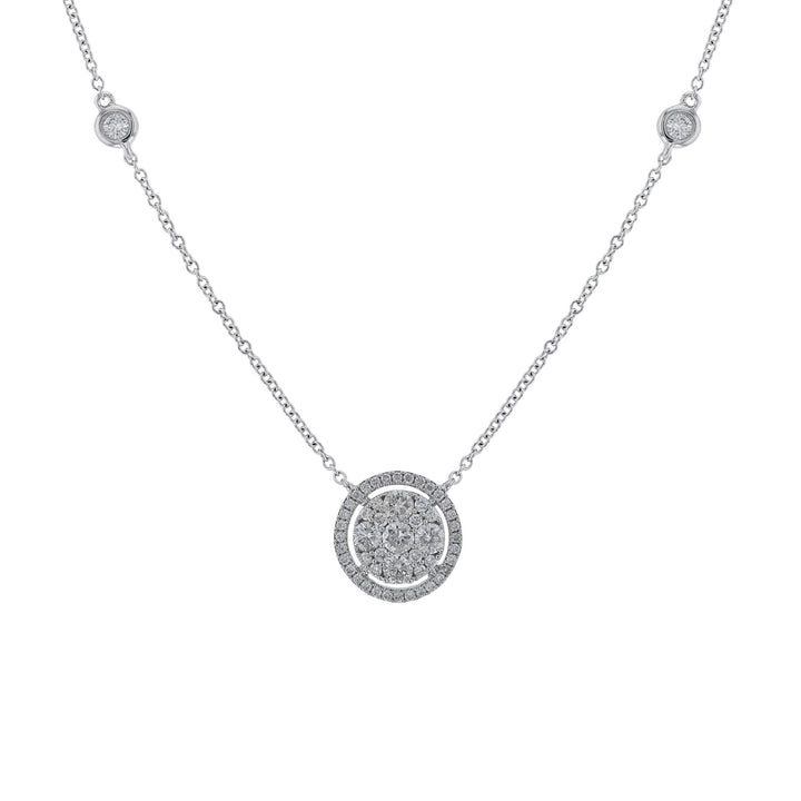 Diamond Floating Halo Round Shape Necklace