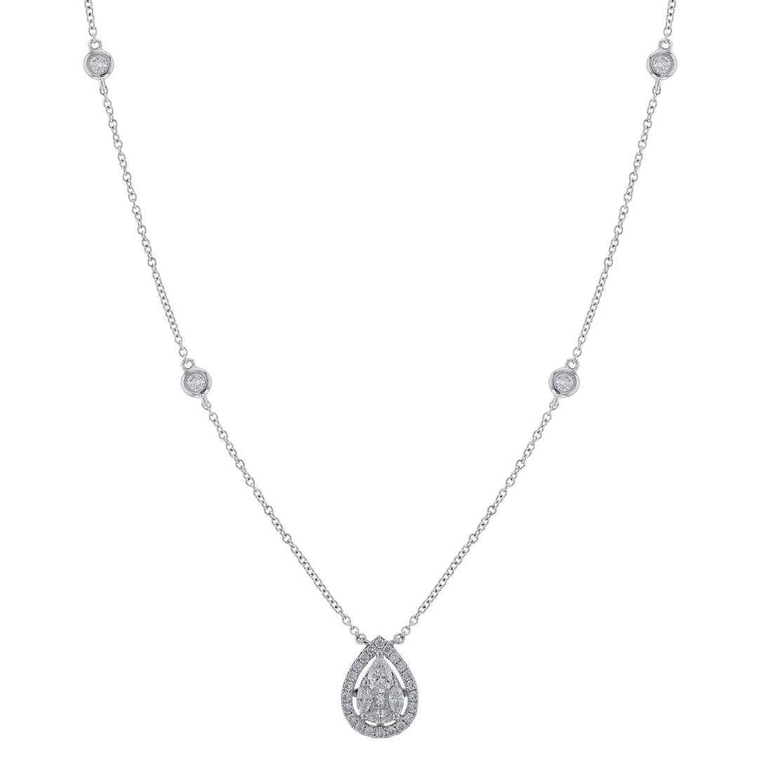 Diamond Floating Halo Pear Shape Necklace