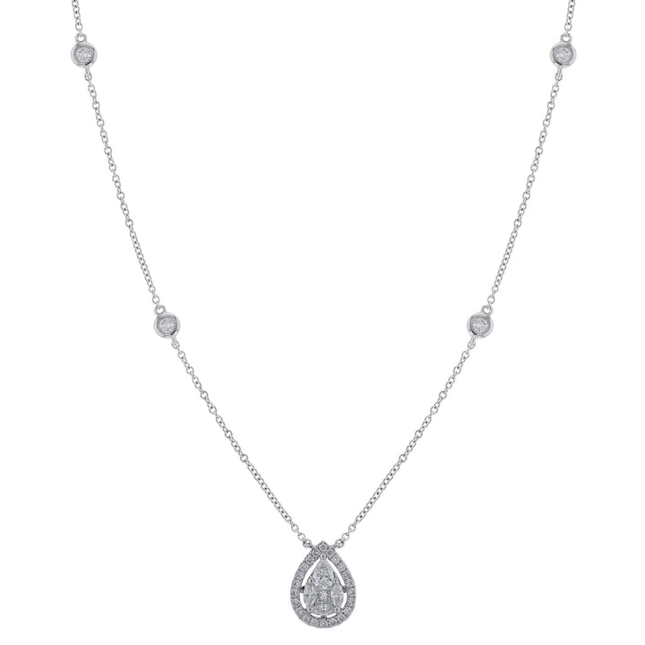 Diamond Floating Halo Pear Shape Necklace