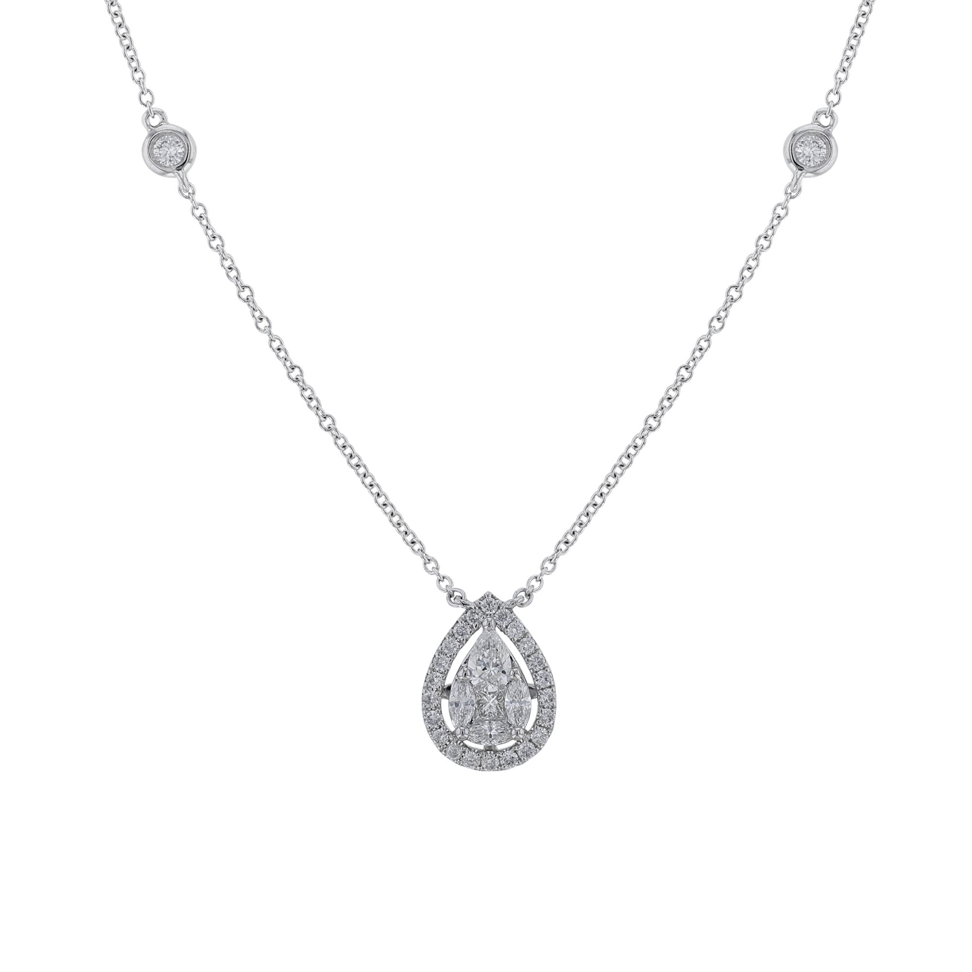 Diamond Floating Halo Pear Shape Necklace – Nazar's & Co. Jewelers
