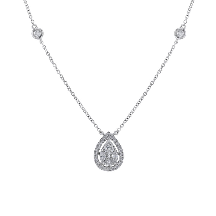 Diamond Floating Halo Pear Shape Necklace
