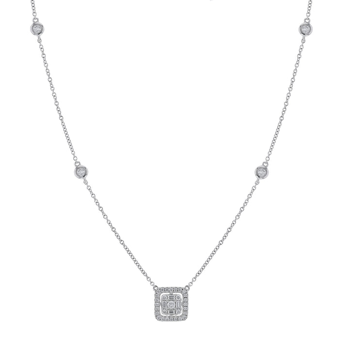 Diamond Floating Halo Cushion Shape Necklace