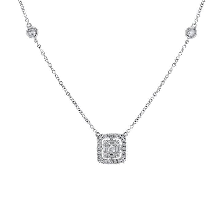 Diamond Floating Halo Cushion Shape Necklace