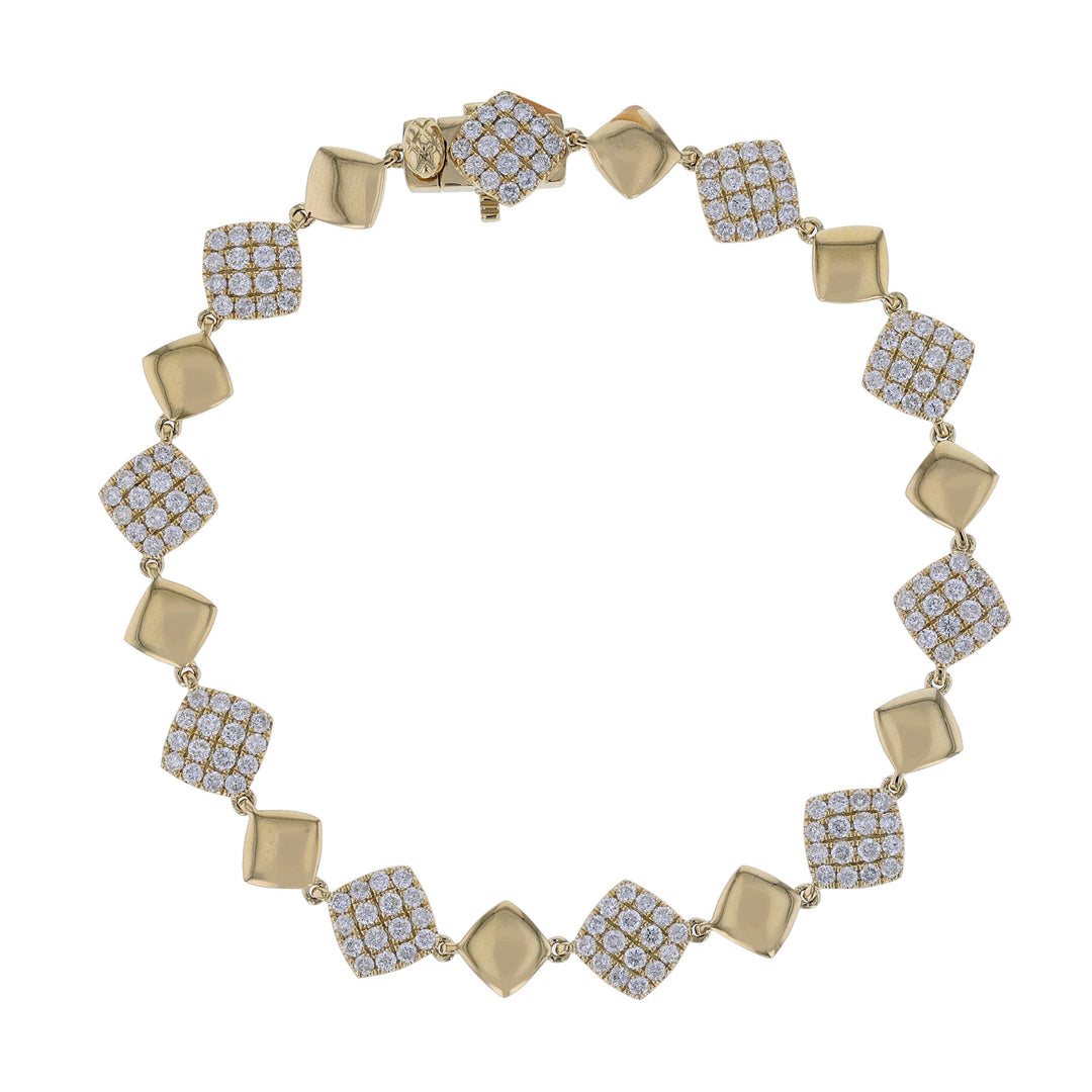 Squared Diamond and Gold Link Bracelet