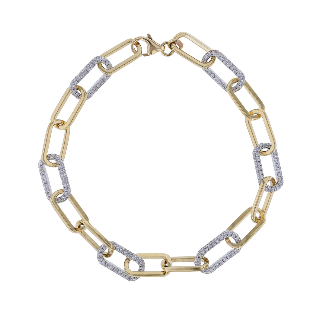 Two Tone Diamond Paper Clip Bracelet