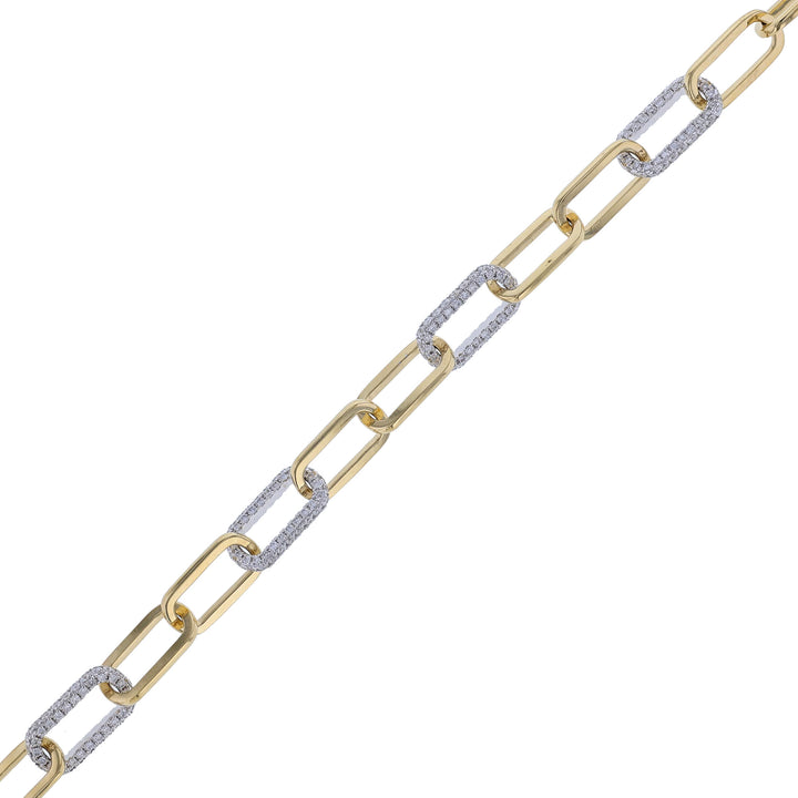 Two Tone Diamond Paper Clip Bracelet