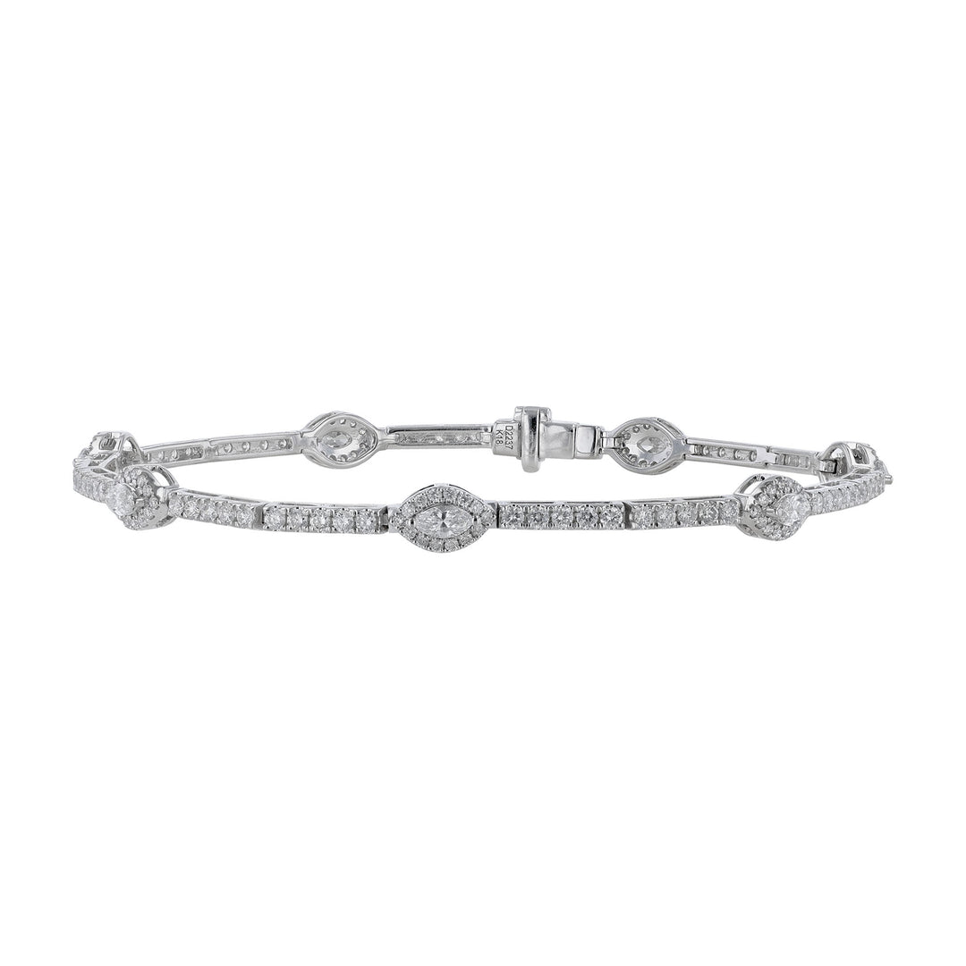 Marquise Diamond Halo Station Bracelet