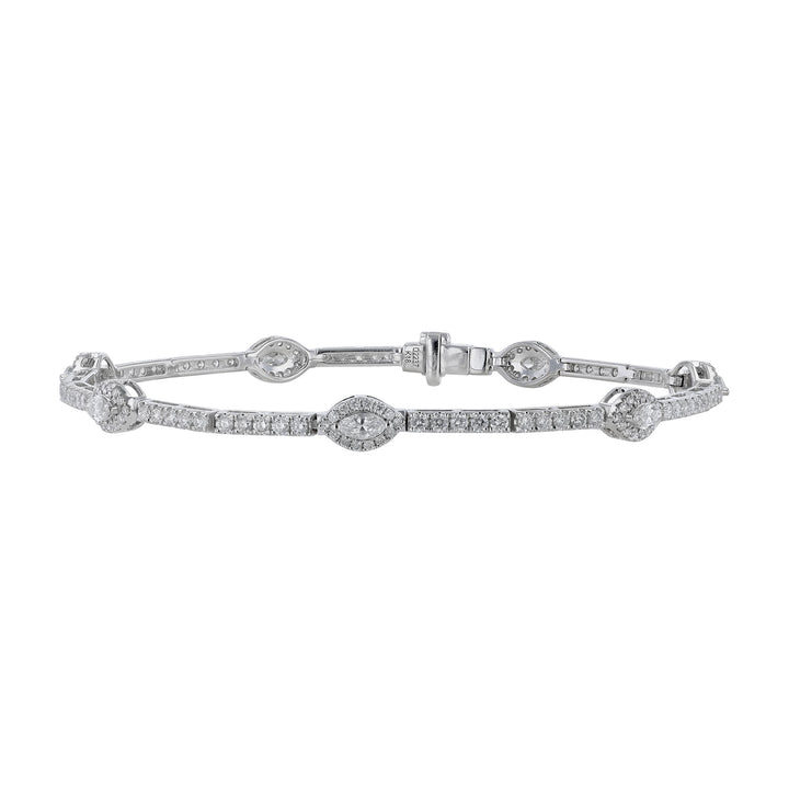 Marquise Diamond Halo Station Bracelet