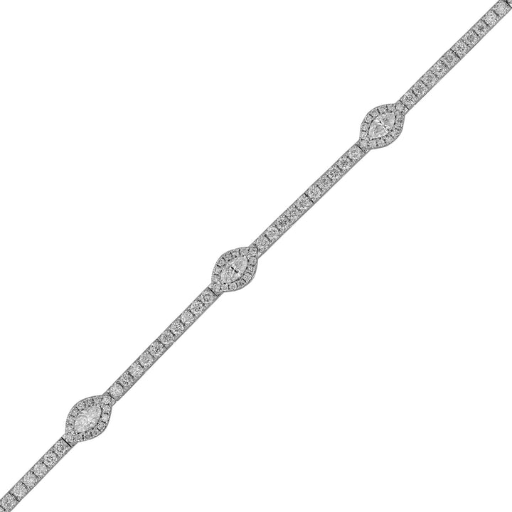 Marquise Diamond Halo Station Bracelet