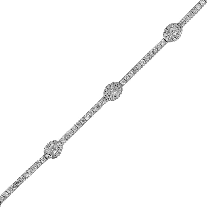 Oval Diamond Halo Station Bracelet