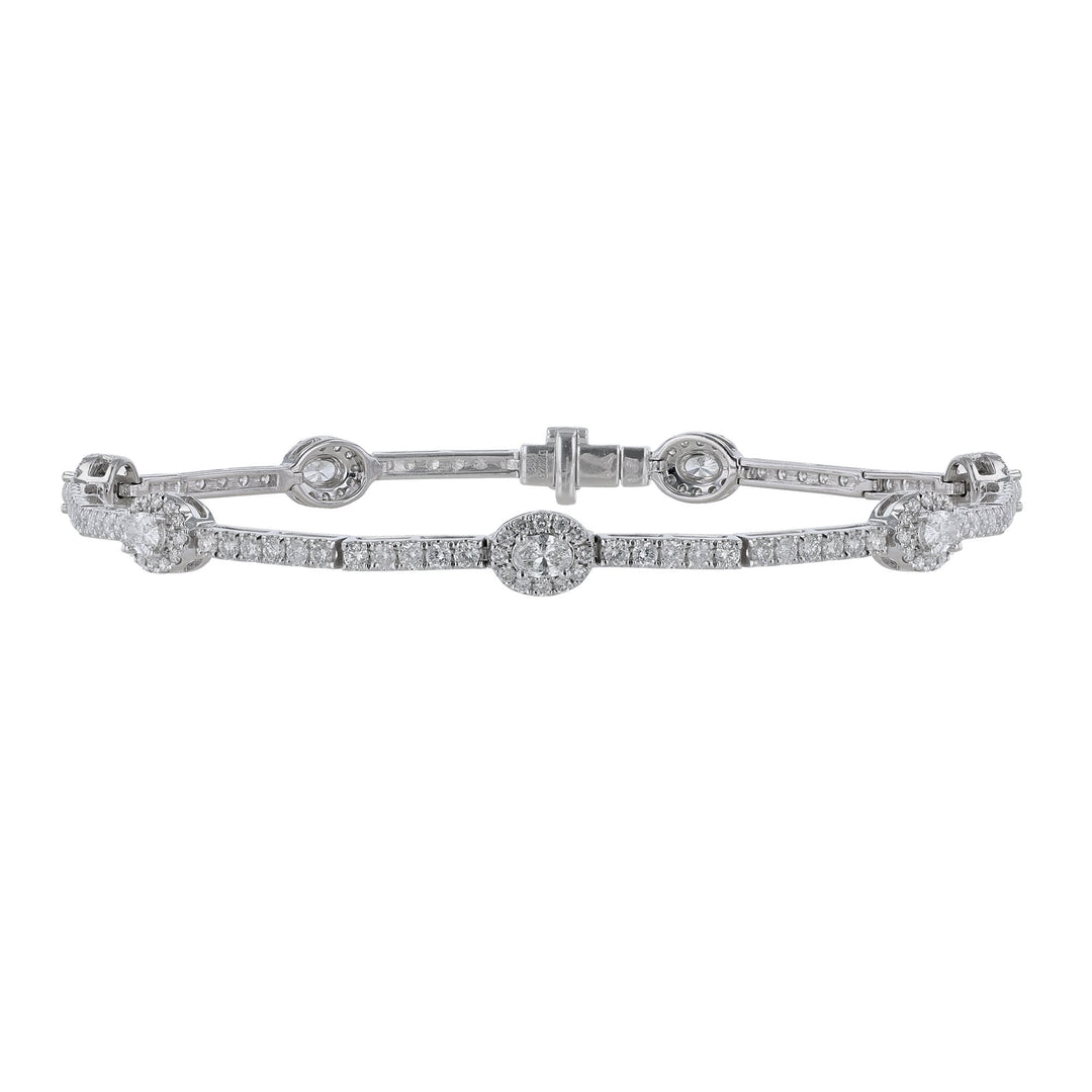 Oval Diamond Halo Station Bracelet