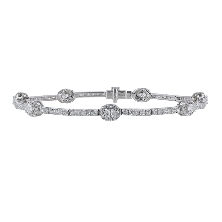 Oval Diamond Halo Station Bracelet