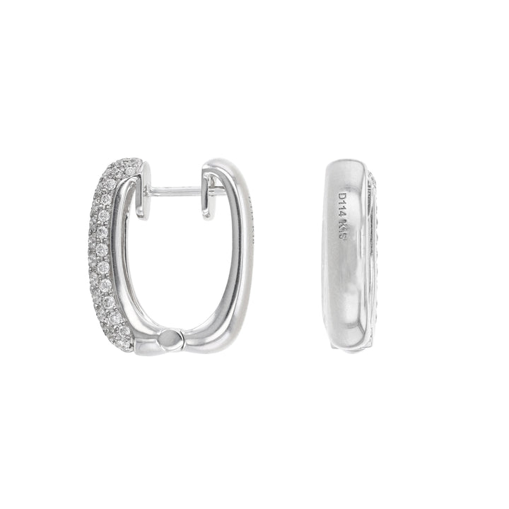 Multi Row Round Diamond Square Hoop Earrings