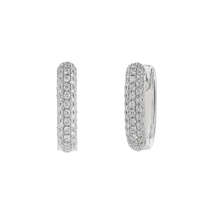Multi Row Round Diamond Square Hoop Earrings