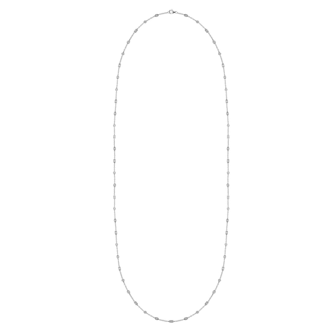 Multi Shape Diamond Station Long Necklace
