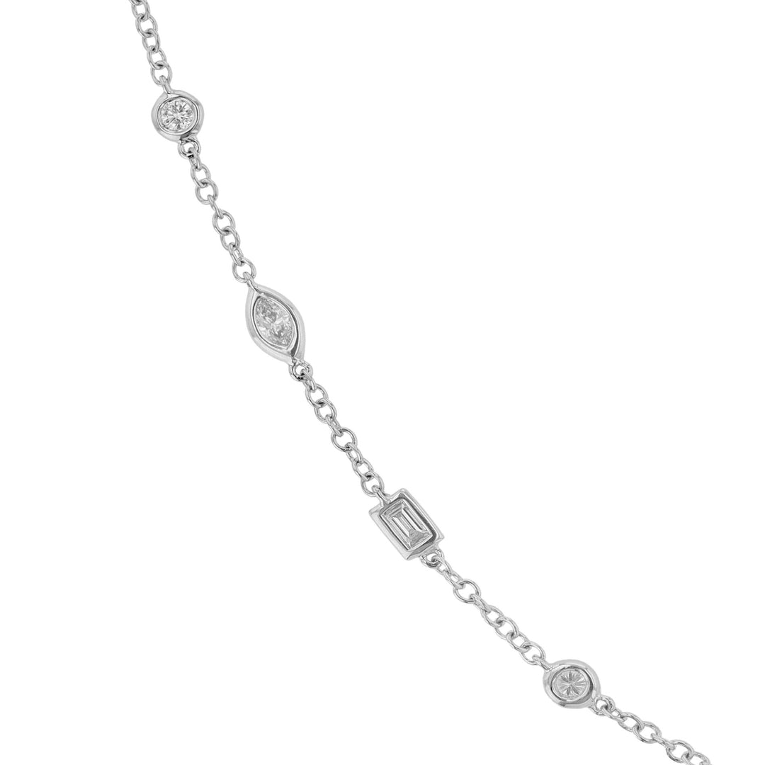 Multi Shape Diamond Station Long Necklace
