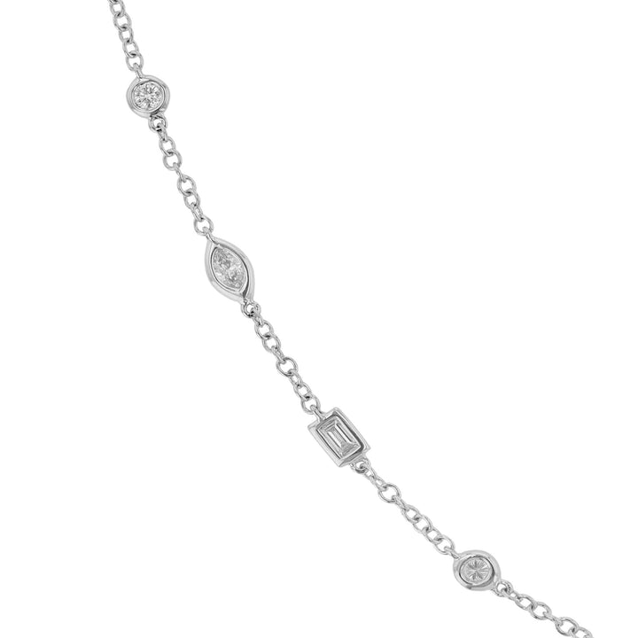 Multi Shape Diamond Station Long Necklace