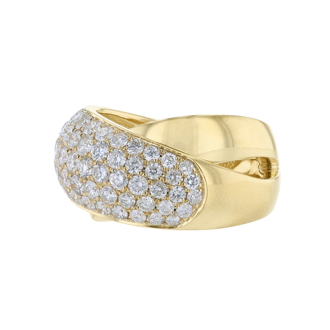 Criss-Cross Dome Diamond Ring, Yellow Gold