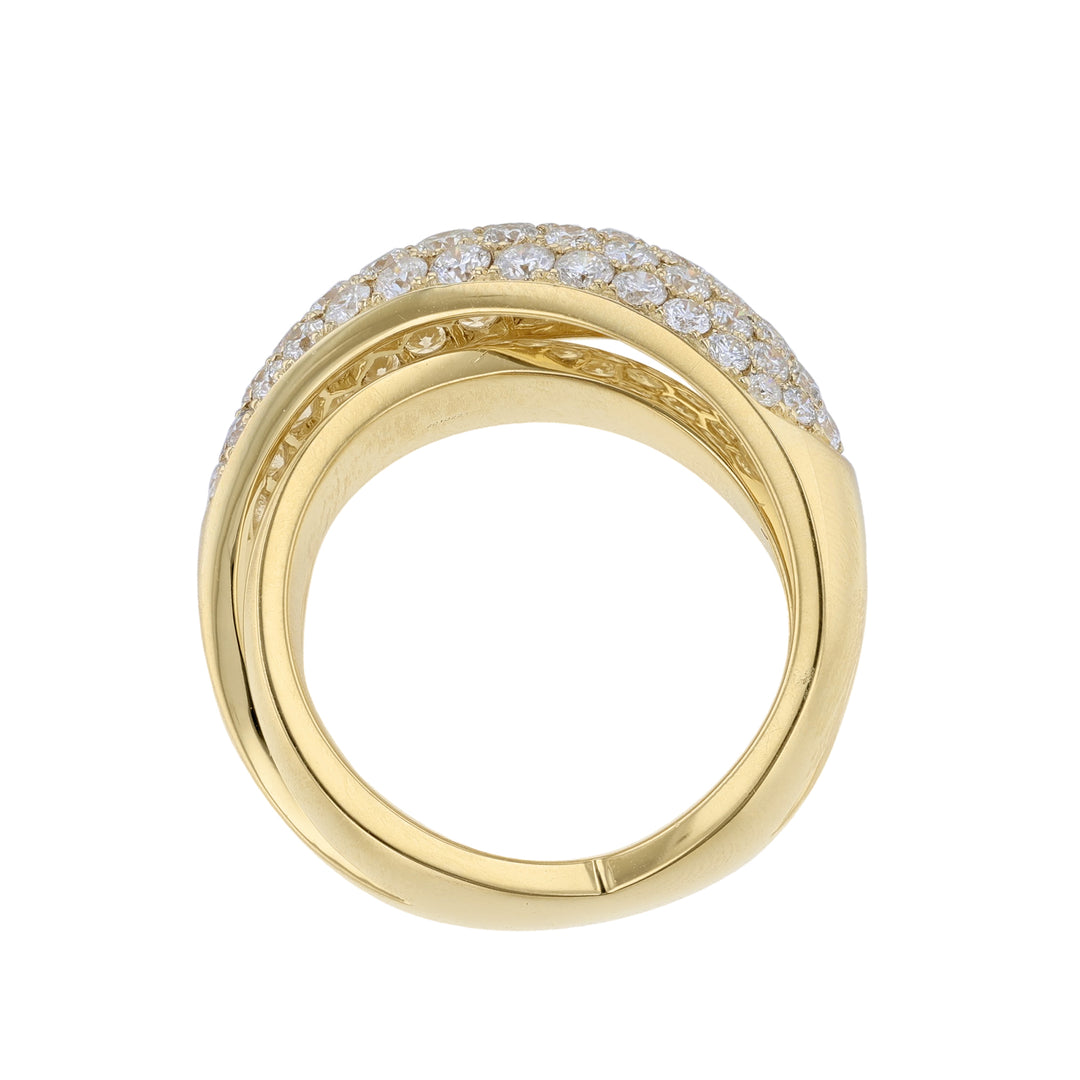 Criss-Cross Dome Diamond Ring, Yellow Gold
