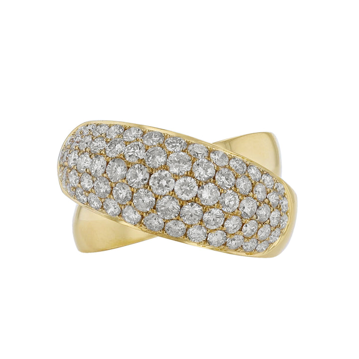 Criss-Cross Dome Diamond Ring, Yellow Gold
