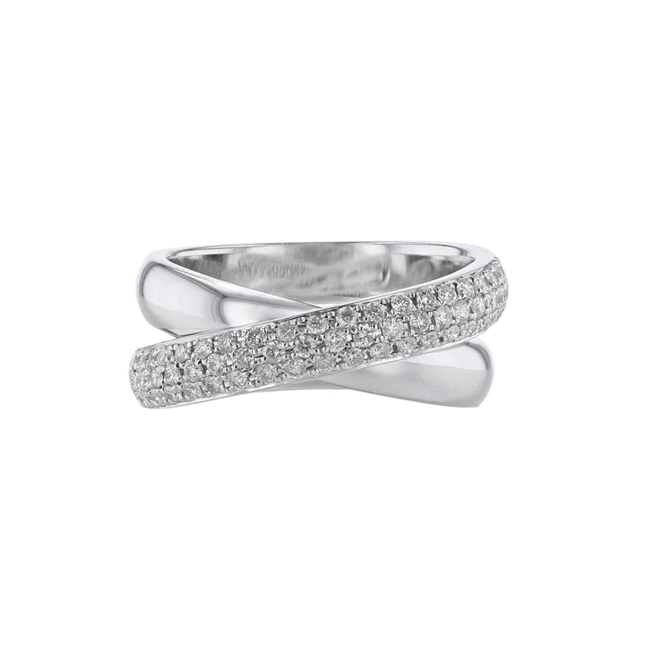 Crossover Half Triple Row Diamond Ring