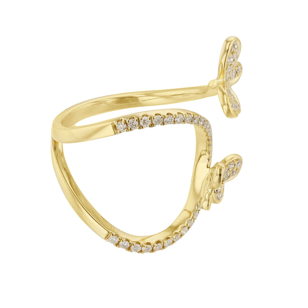 Double Butterfly Diamond Bypass Ring