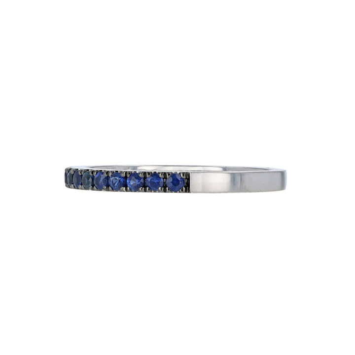 18K White Gold Stackable Band, Blue Sapphire