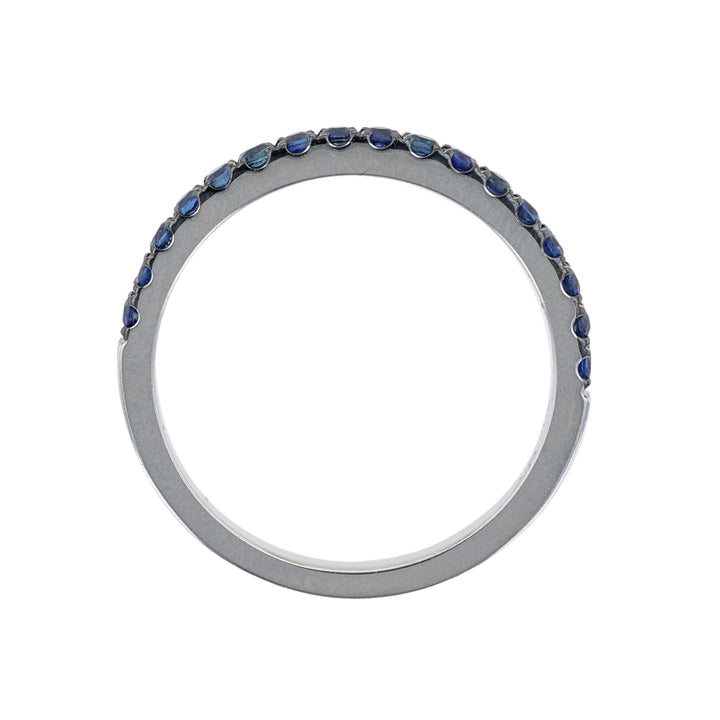 18K White Gold Stackable Band, Blue Sapphire