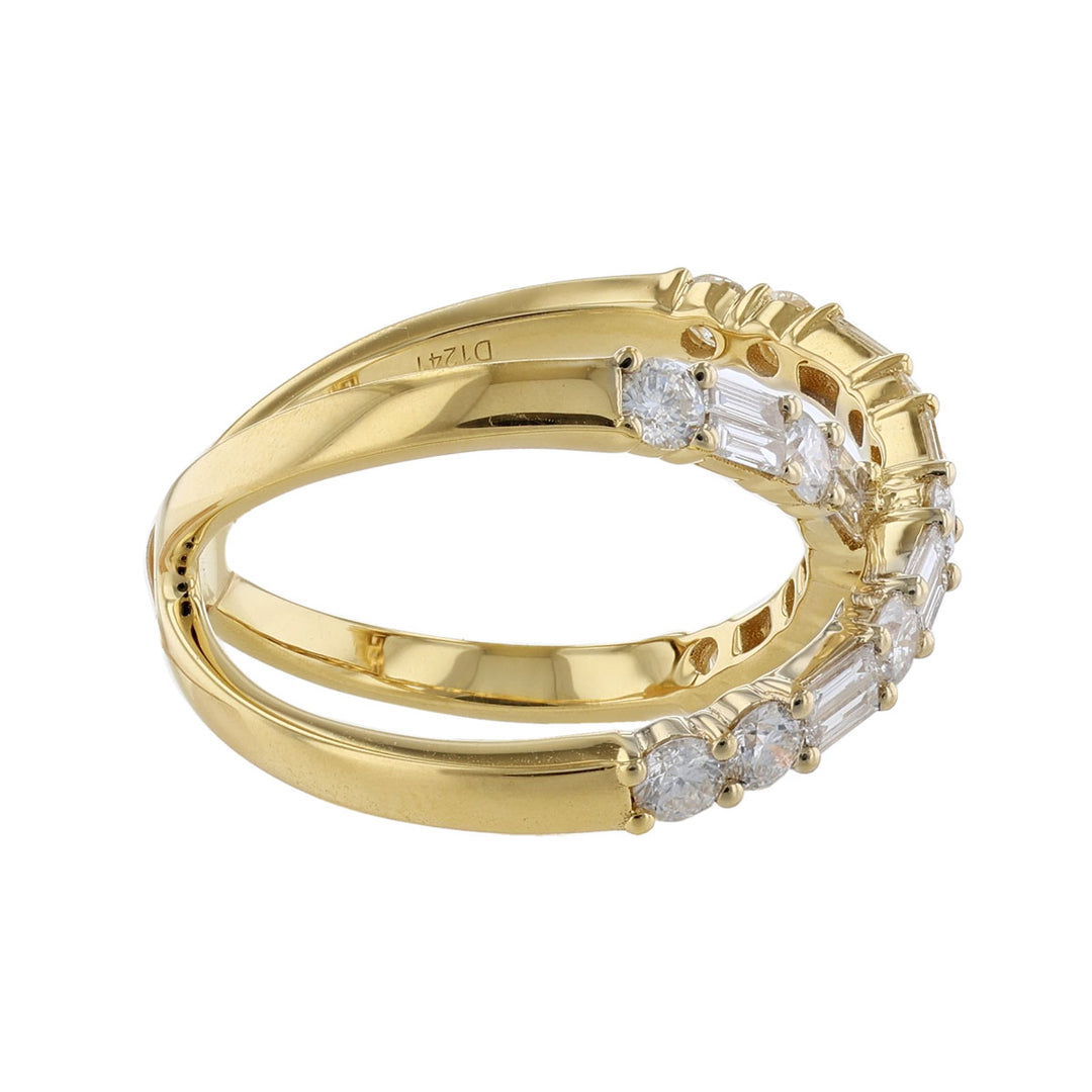 Crossover Round Baguette Diamond Ring