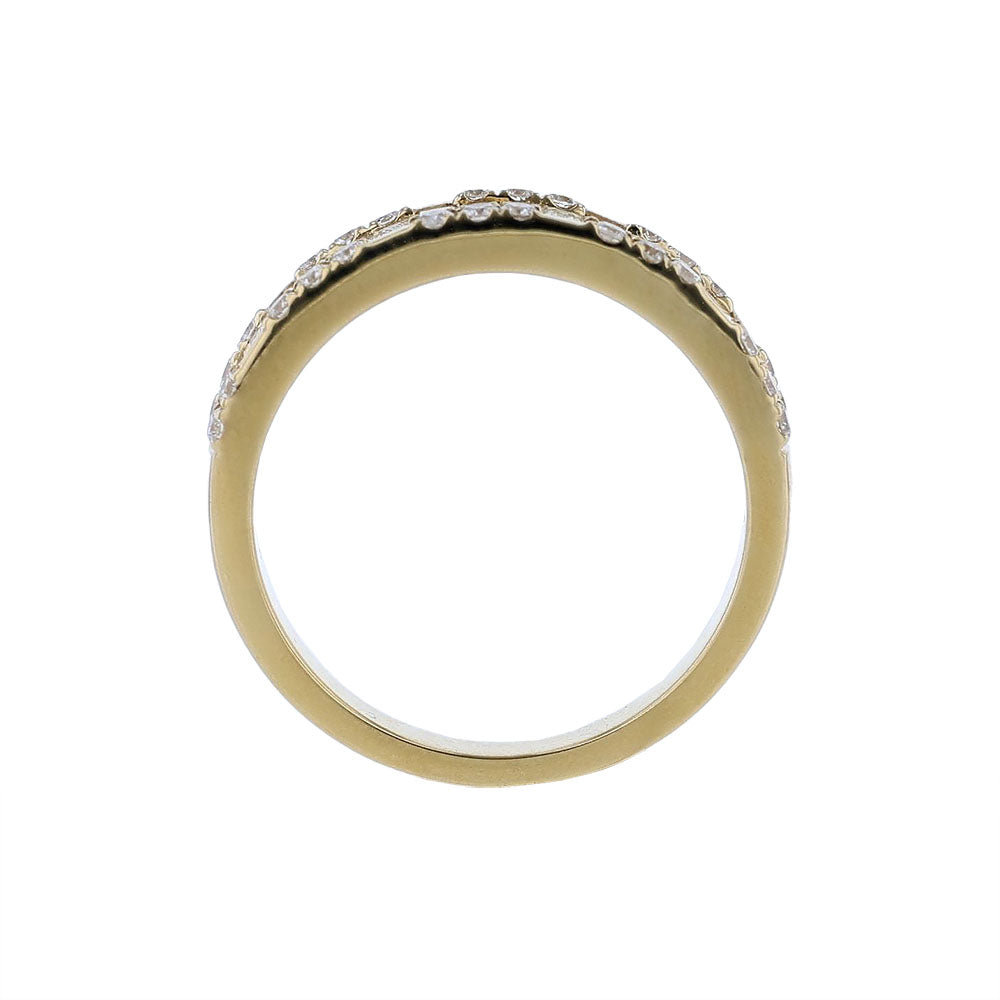 18k Yellow Gold Baguette Round Diamond Ring