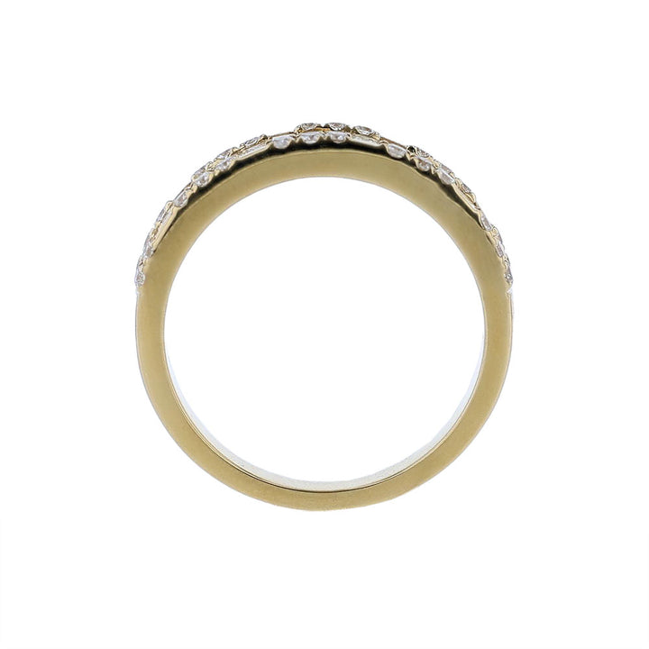 18k Yellow Gold Baguette Round Diamond Ring