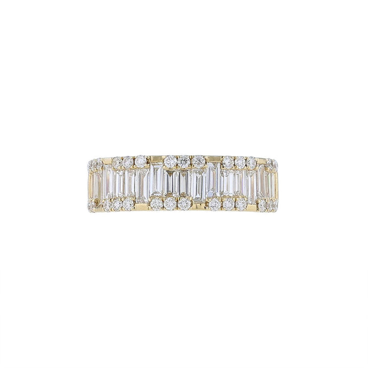 18k Yellow Gold Baguette Round Diamond Ring