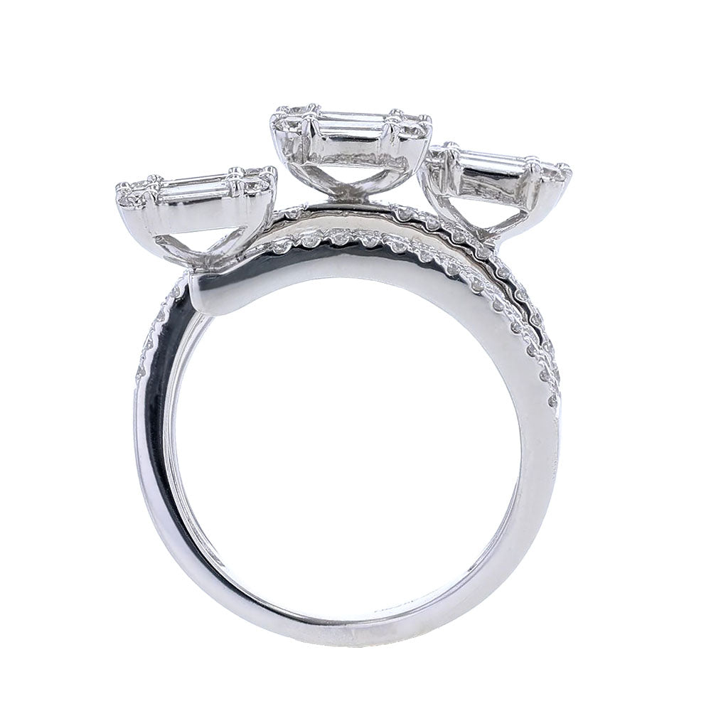 18k White Gold Baguette Diamond Wrap Around Ring
