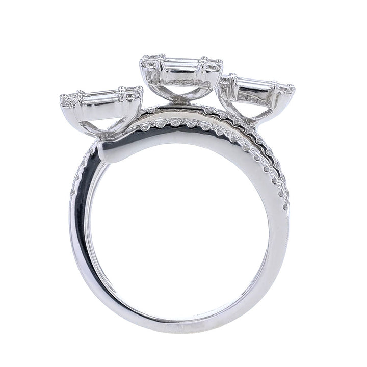 18k White Gold Baguette Diamond Wrap Around Ring