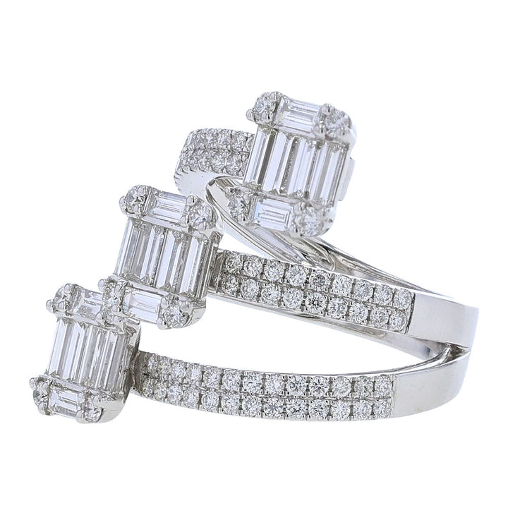 18k White Gold Baguette Diamond Wrap Around Ring