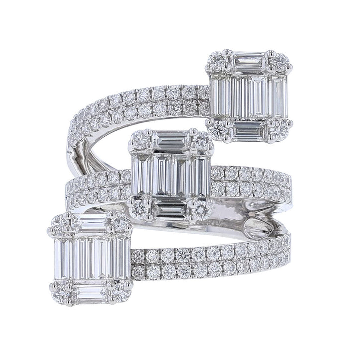 18k White Gold Baguette Diamond Wrap Around Ring
