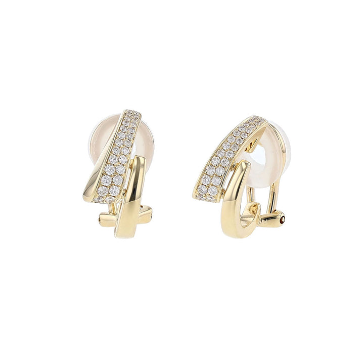 18k Yellow Gold Diamond Hoops Earrings