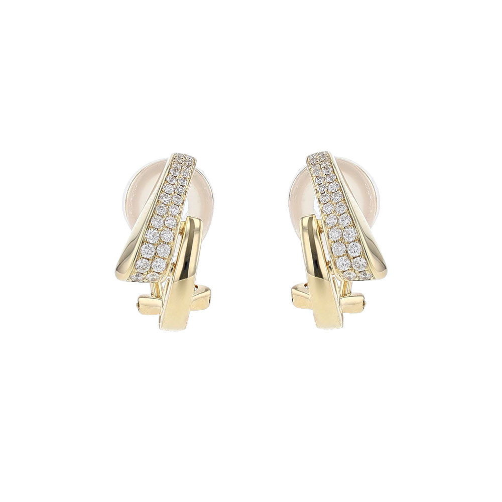 18k Yellow Gold Diamond Hoops Earrings