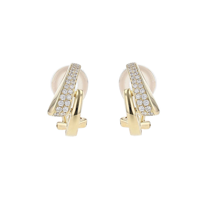 18k Yellow Gold Diamond Hoops Earrings