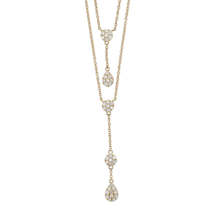 18k Yellow Gold Layered Diamond Tear Drop Necklace